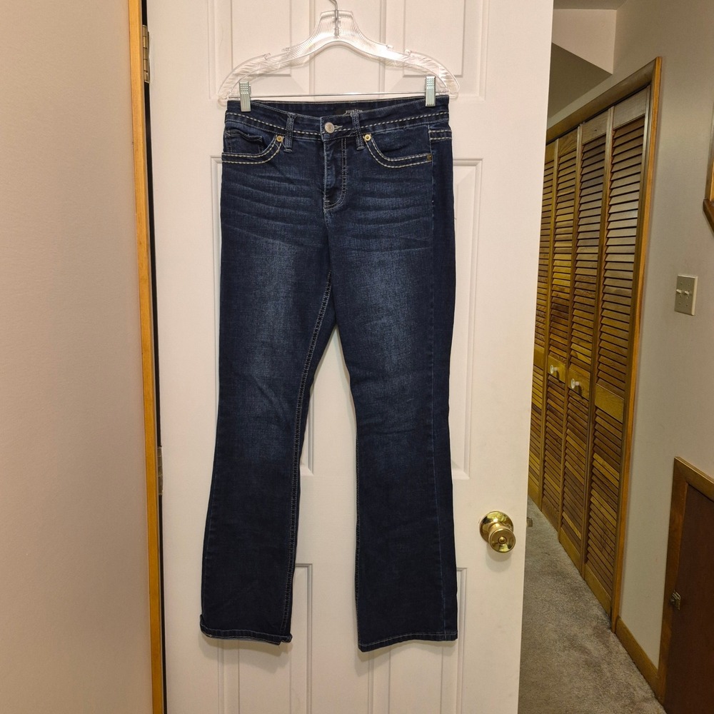 Royalty for Me Womens Size 4 Dark Wash Bootcut Jeans Contrast Stitch Flap Pocket